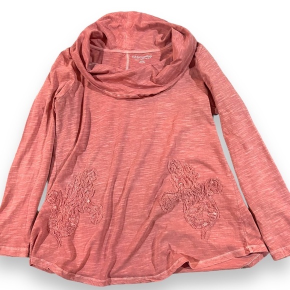 Soft Surroundings 100% Cotton Appliqué Cowl Neck Space Dye Sz M NEW - Picture 1 of 6